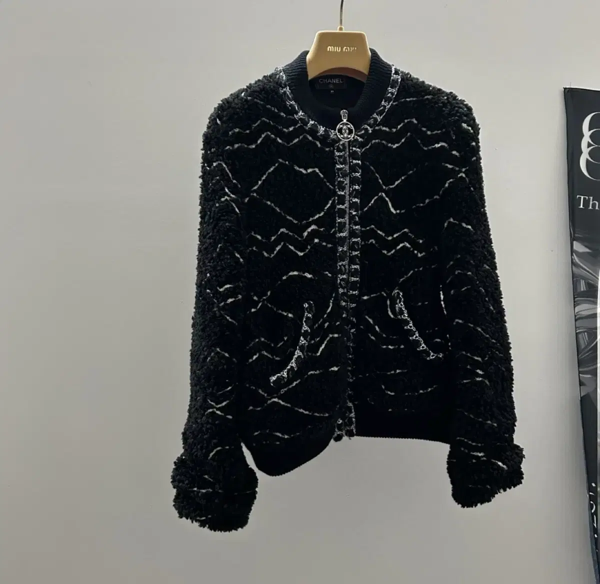 Etmon Pocket Boucle Tweed Jacket Black S #에트몽,#에트몽